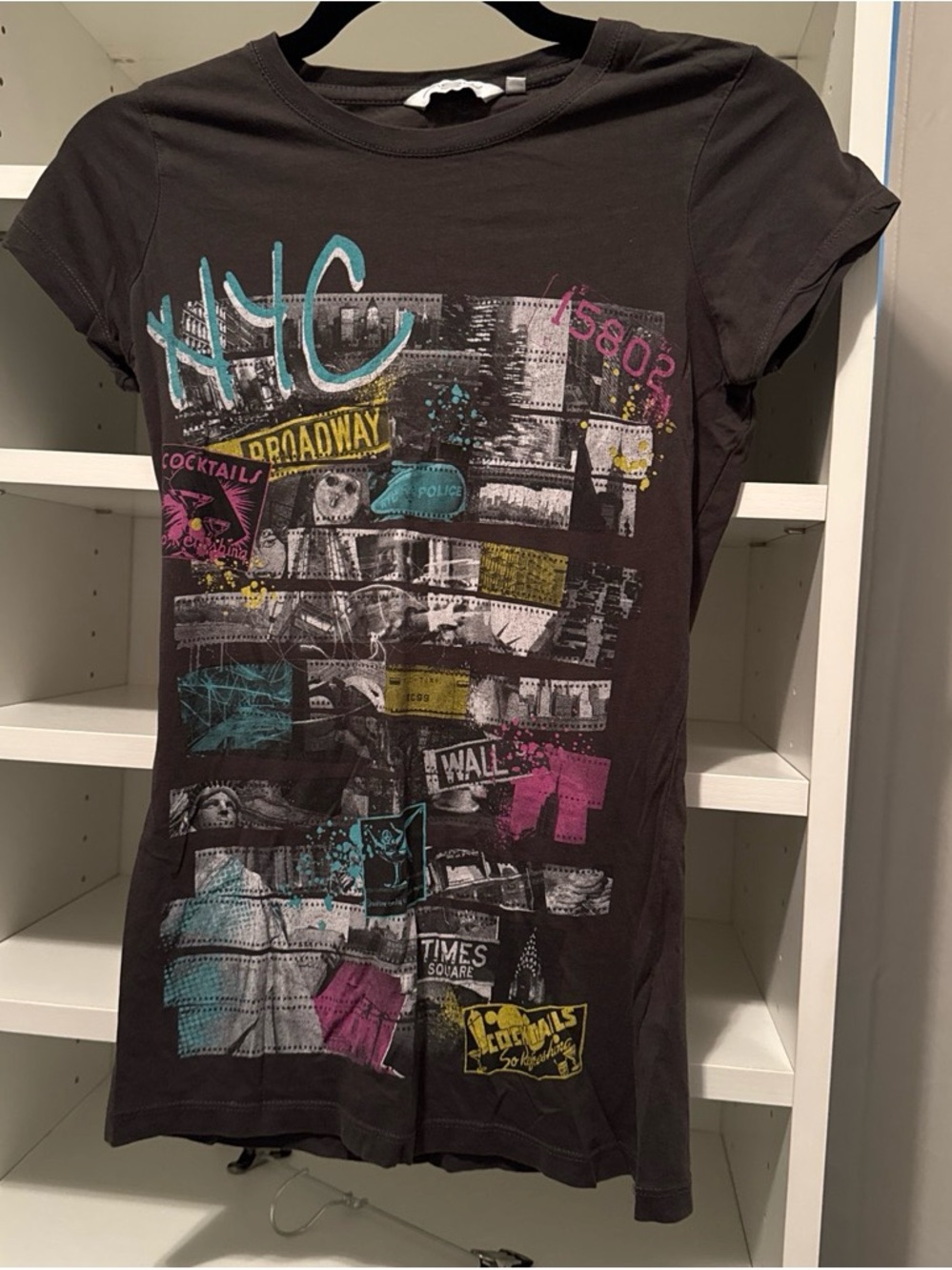 NYC Graphic Tee - Grey with Teal, Pink & Yellow Accents